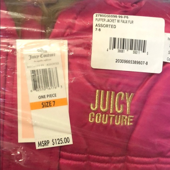 New Juicy Couture Puffer Jacket Faux Fur H30 - Picture 3 of 5